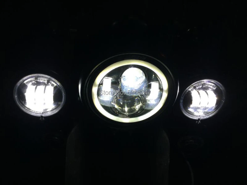 

7 Inch LED Round Projector Headlight Hi/Low Beam with DRL + 7" Headlight Mounting Bracket Ring For Softail Slim