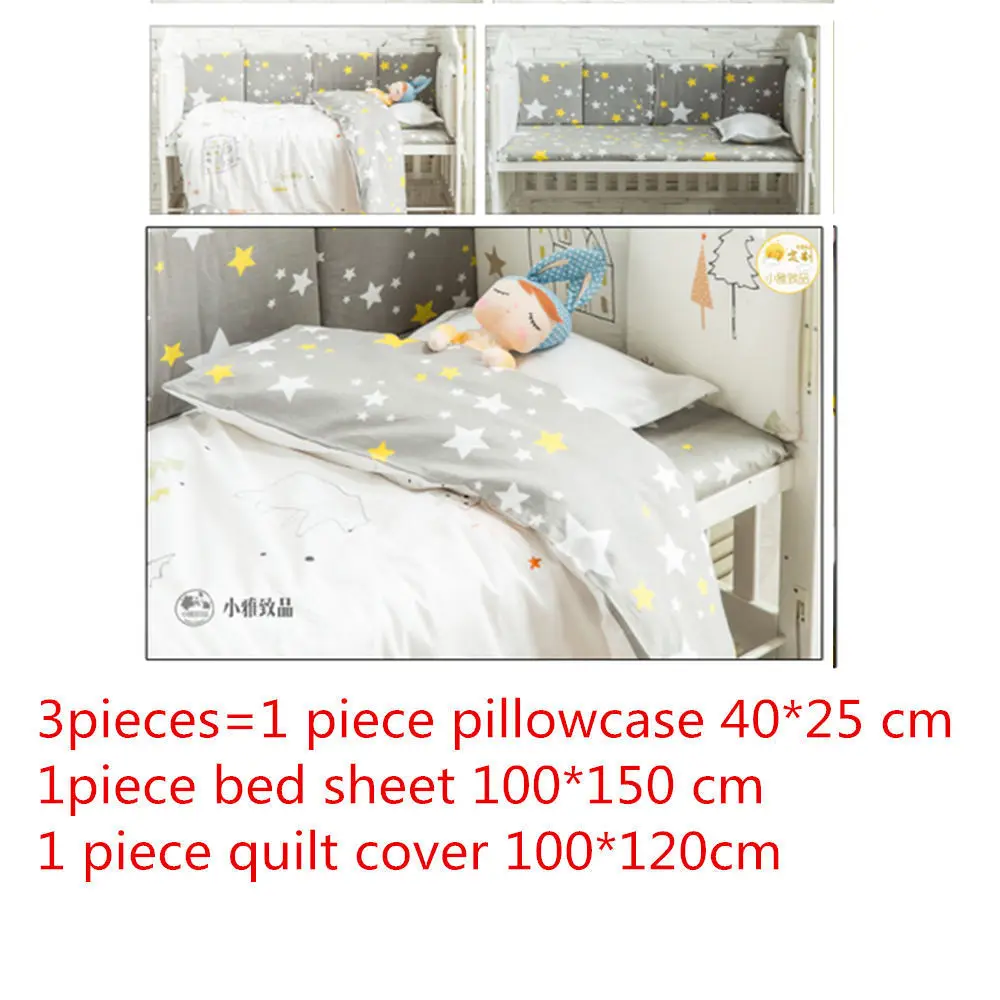 white bear 3 pieces Комплект из 3 предметов постельного белья для набор постельных принадлежностей для детской кроватки хлопковая наволочка Стёганое одеяло простынь и наволочки для Детский Комплект постельного белья для малышей постельное белье для детской кроватки - Цвет: white bear 3 pieces