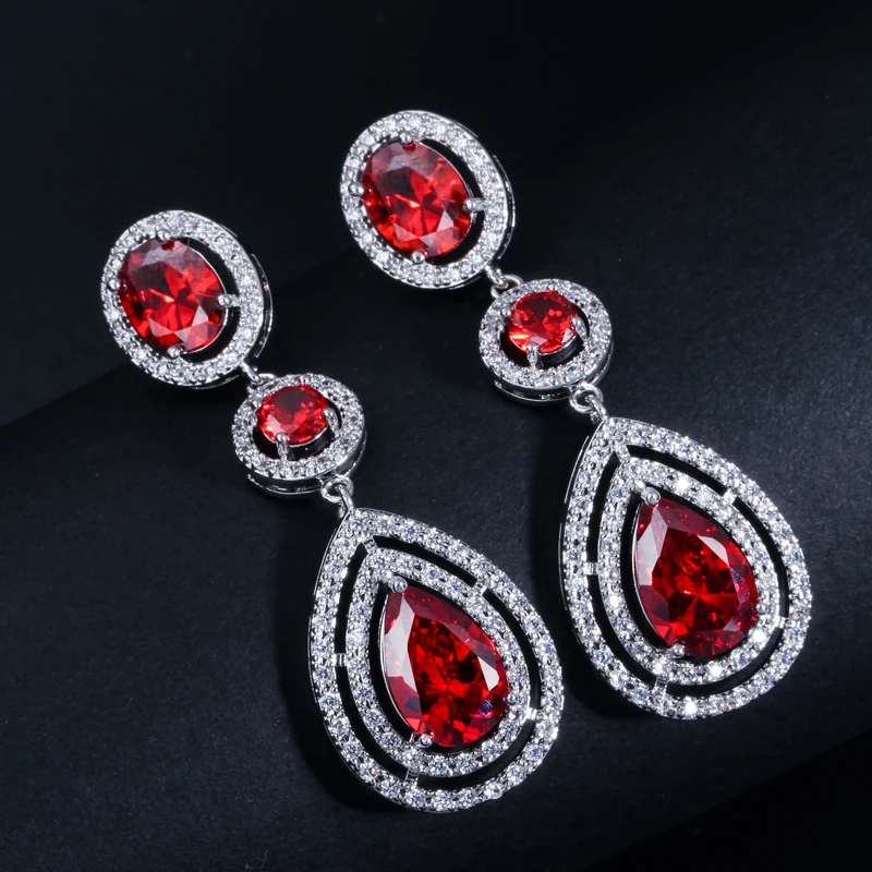 Женские серьги капельки из фианита темно синие длинные E127|earrings wedding|drop earings