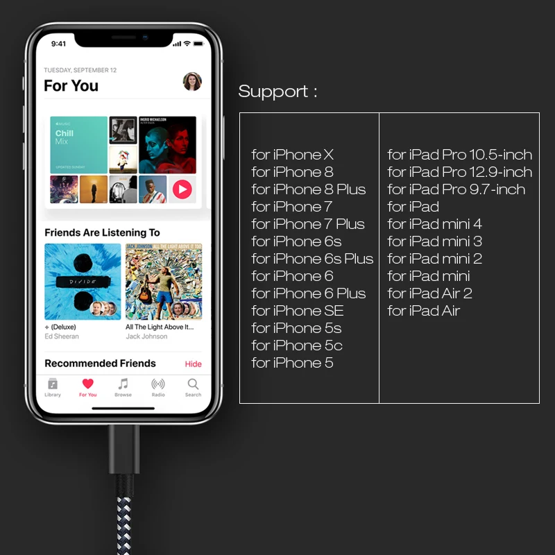 10 упак. Suntaiho для iPhone X Кабель USB кабель быстрое зарядное устройство 6 5 s 8 7 Se Nylone
