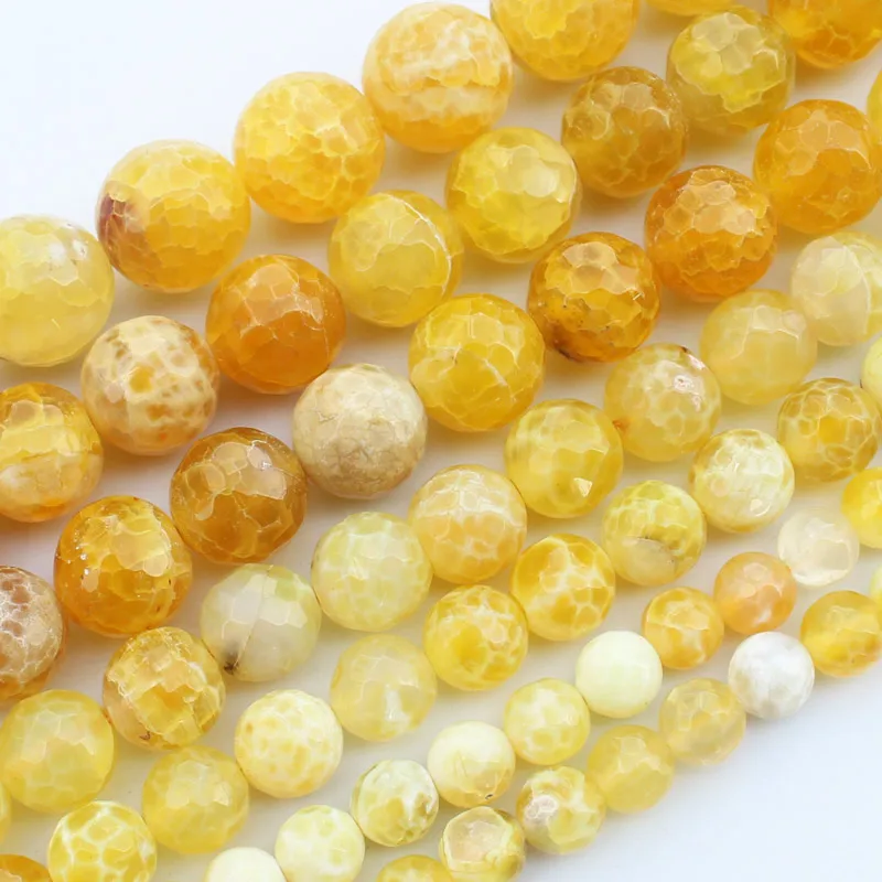 

Natural Yellow Facted Crackle Fire Agate 6-12mm beads,For DIY Jewelry Making ! We provide mixed wholesale for all items !