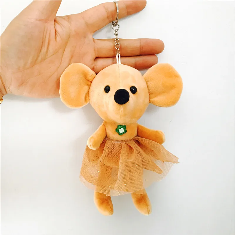 brown Милый мягкий плюшевый мультфильм животных брелок маленький хомяк игрушка кукольный брелок Фаршированная юбка подвеска мышь брелок женская сумка - Цвет: brown