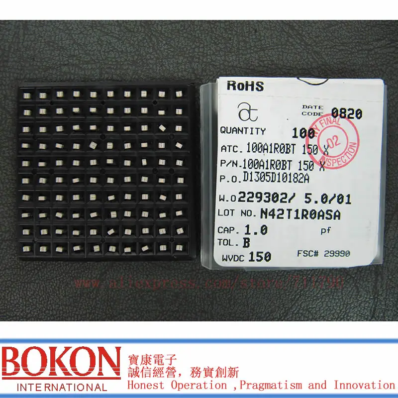 Конденсаторы High Q P90 ATC100B0R8BT500XT ATC100B0R8BP500XT ATC100B0R8CT500XT a0R8B a0R8C 0.8pF чип-конденсатор |