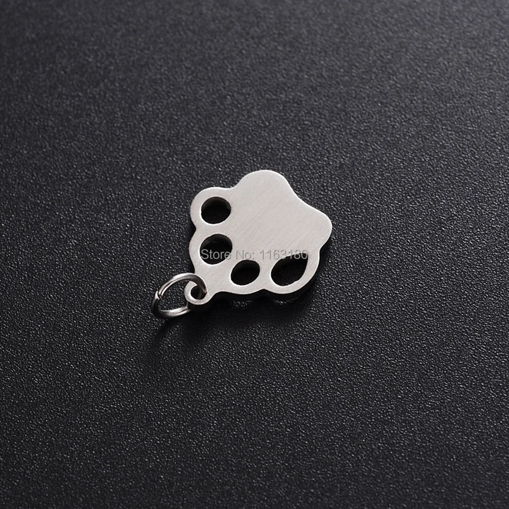 

2000pcs/lot Cute Puppy Paw Shape Dog Cat Little Pendant Stainless Steel Charm DIY Pet Name Tag Accessory Craft Fintings
