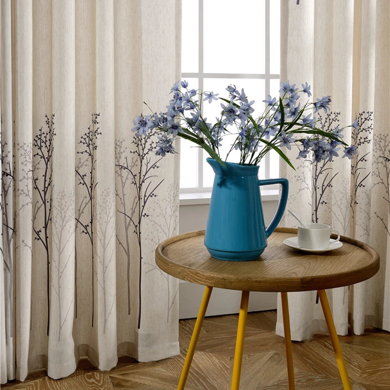 Роскошные льняные занавески из искусственной ткани с принтом дерева для спальни