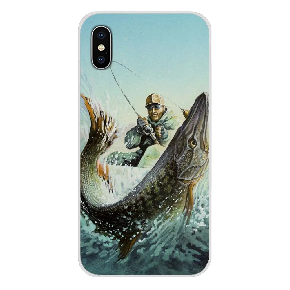 For Xiaomi Redmi Note 6A MI8 Pro S2 A2 Lite Se MIx 1 Max 2 3 Oneplus 6T Silicone Phone Skin Cover Hunting Fishing art fish | Мобильные