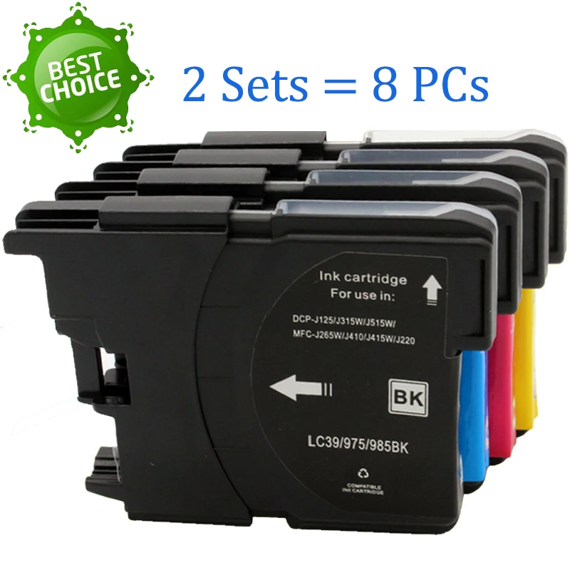 Комплект из 2 предметов (BK C M Y ) LC985 LC975 LC39 для Совместимый патрон чернил модель DCP J125