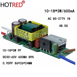 Изоляция светодиодного драйвера, 36 Вт, 85-277 В переменного тока, 10-18x3 Вт, 600 мА, постоянный ток 30-60 В, 3 шт.
