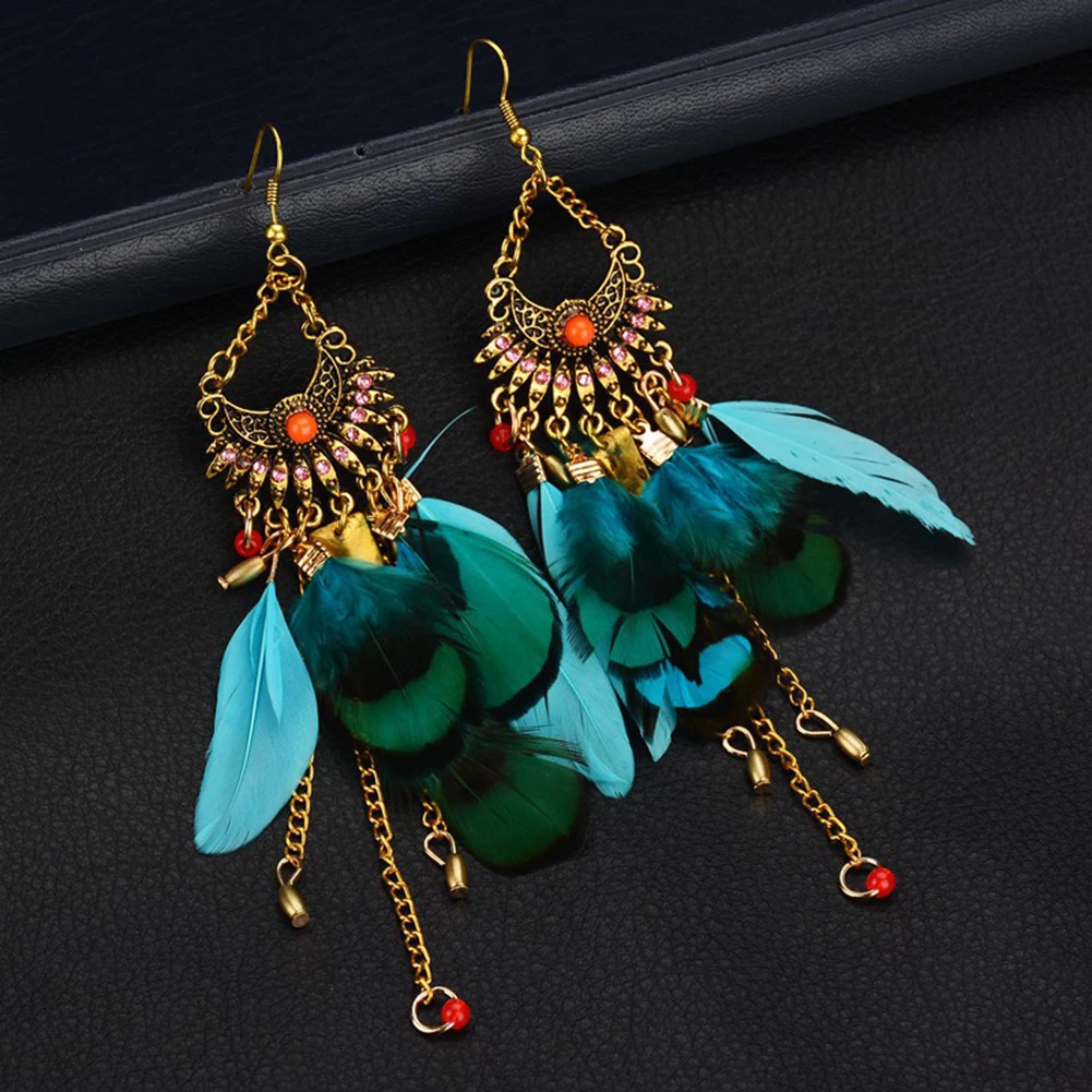 Bohemian Women Long Feather Drop Dangles Tassel Statement dangle Hook Earrings Jewelry hot | Украшения и аксессуары