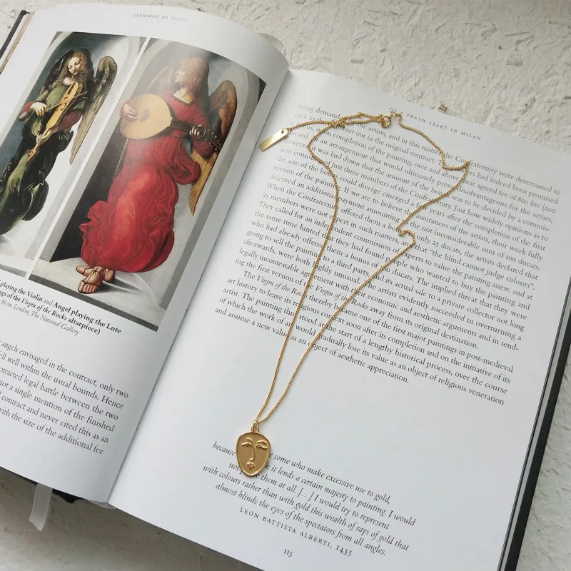 

Flyleaf Abstract Face 100% 925 Sterling Silver Necklaces For Women Pendant Gold Fine Jewelry Chain