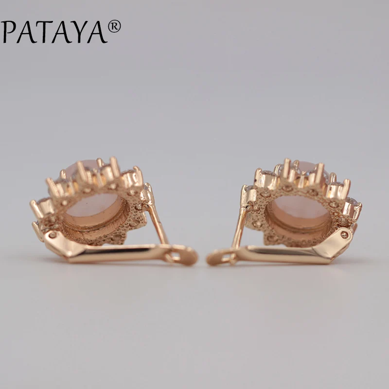 PATAYA, новинка 585, женские Роскошные вечерние свадебные ювелирные изделия из розового золота, подсолнечник, оникс, натуральный камень, капли воды, кубический цирконий, большие серьги