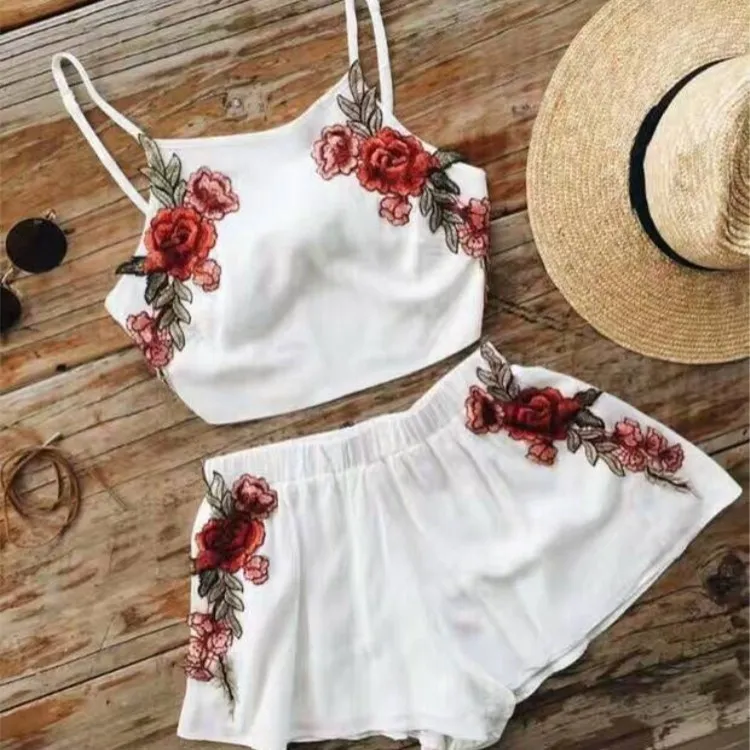 Женский комплект одежды повседневный из 2 предметов: жилет с цветочным принтом и