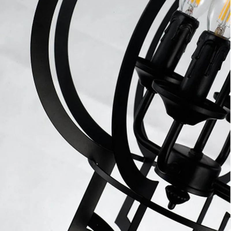 Ретро черная железная лампа люстра для гостиной оптовая продажа креативные