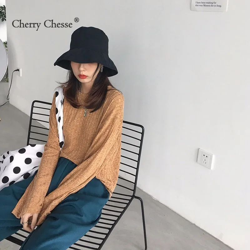 Cherry Chesse Harajuku Для женщин трикотажная футболка с длинными рукавами и круглым