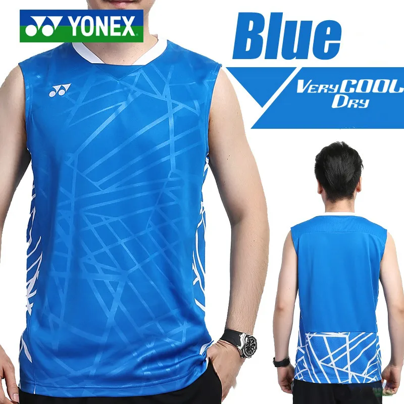 Новинка Yonex Yy одежда для бадминтона жилет без рукавов Футболка спортивная одежда для фитнеса Бег Спортивная одежда Джерси - Цвет: Синий