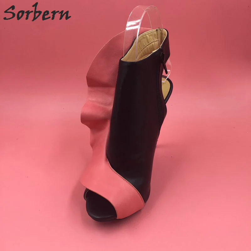 Sorbern/черные ботильоны из мягкой искусственной кожи с открытым носком женские