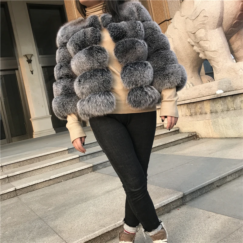 Шуба из натурального Лисьего меха женская зимняя куртка из натурального меха Верхняя одежда Пальто Короткое из натурального Лисьего меха шуба из натурального Лисьего меха s для женщин