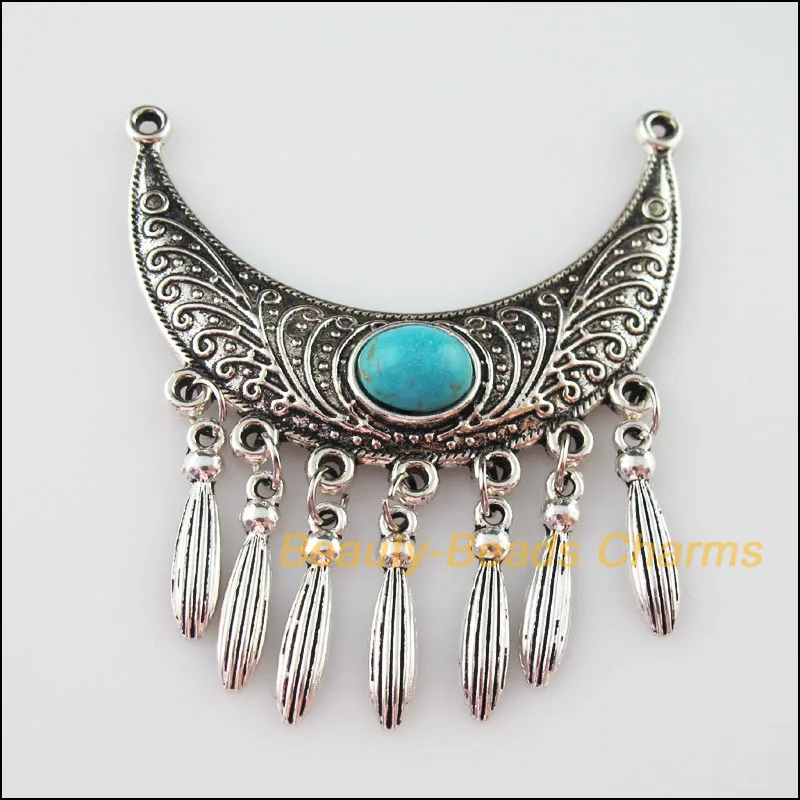 Новые 3 шт. ретро Тибетский серебряная Луна Ленточки Подвески 54x60mm|Шармы| |