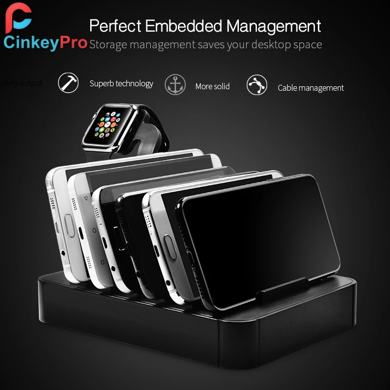 CinkeyPro 6 Порты станция для зарядки с USB наручных часов Apple Watch док samsung iPhone iPad