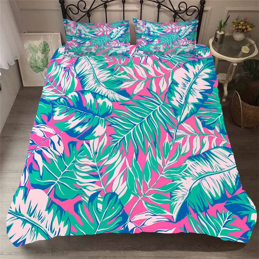 

Комплект постельного белья с 3D принтом, пододеяльник, Комплект постельного белья, тропический зеленый Растительный домашний текстиль для в...