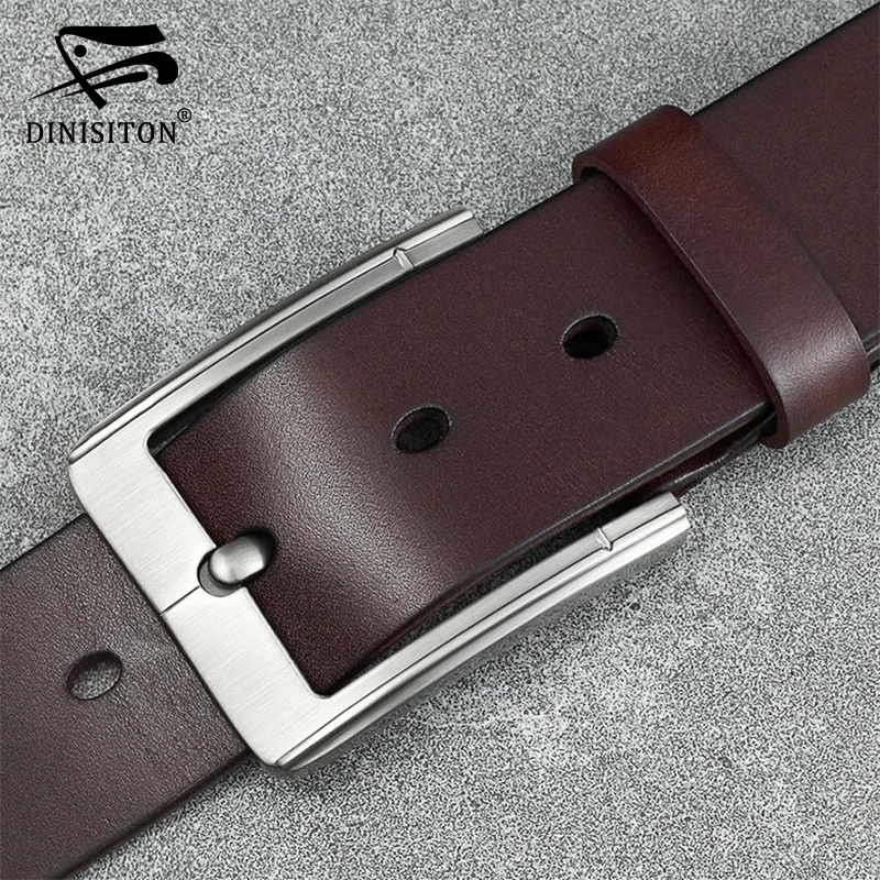DINISITON Men Belt Cow Genuine Leather High Quality Designer Luxury Strap Male Belts For Man Fashion Classic Vintage Pin Buckle