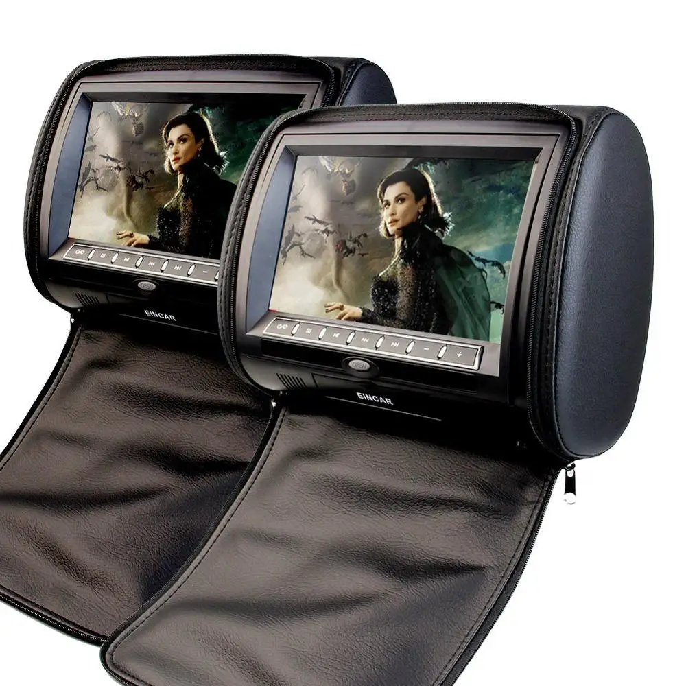 EinCar черный 2 X Двойной подголовник автомобиля dvd плеер 9 дюймов HD сенсорный ключ с FM