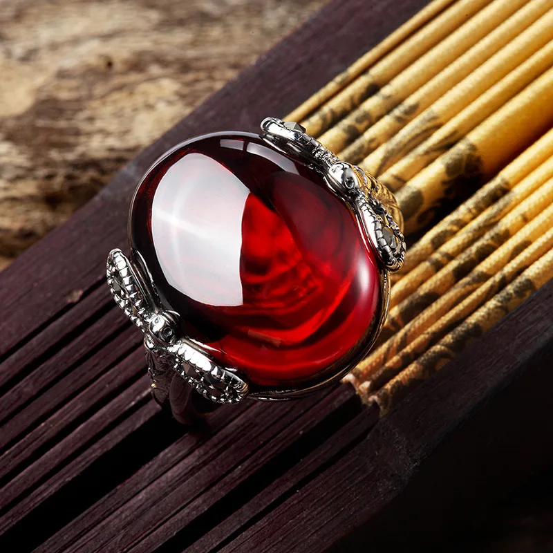 925 Sterling Silver Jewelry Garnet ring finger Red Dragonfly women new | Украшения и аксессуары
