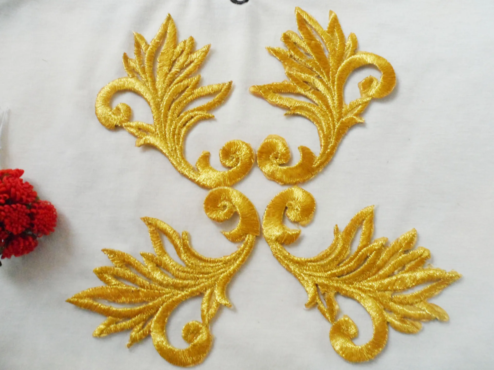 Золотые вышитые нашивки в виде листьев для одежды железные с аппликацией женщин