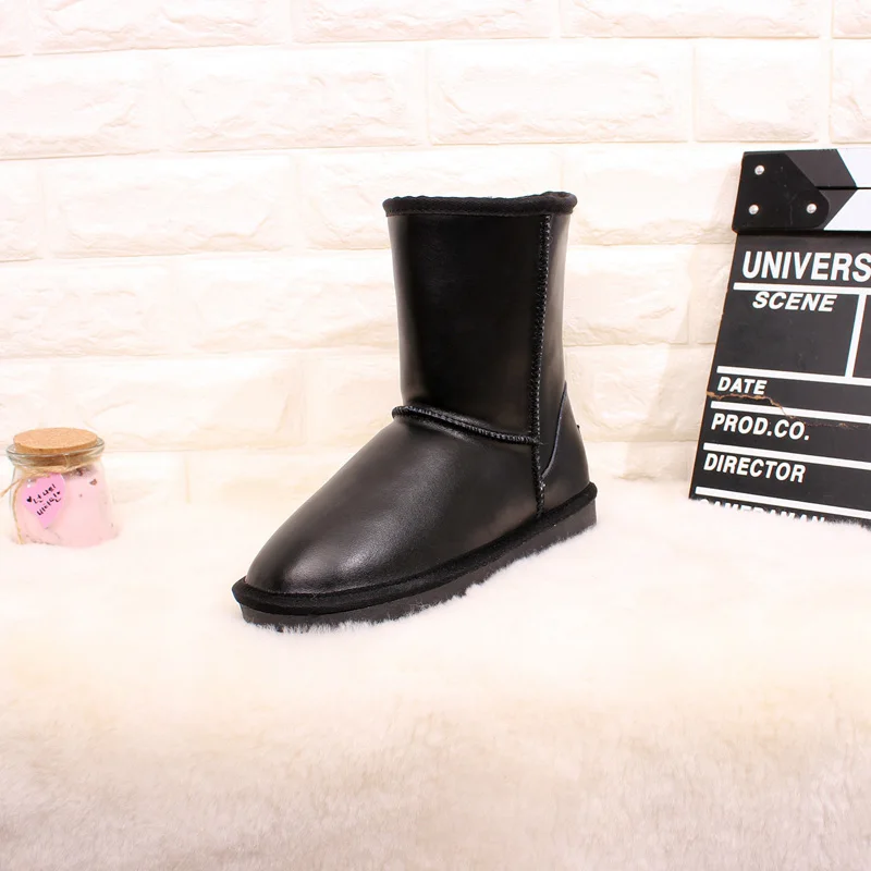 black 25 Высококачественные женские зимние ботинки; botas mujer; Классические австралийские зимние ботинки с пуговицами; водонепроницаемые теплые женские ботинки из натуральной кожи - Цвет: black 25