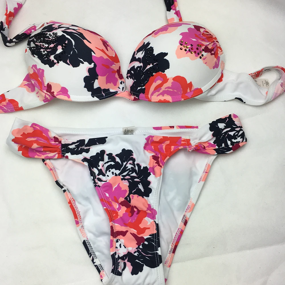Женские сексуальные Холтер печати Цветочные Стразы шторы для ванной костюм