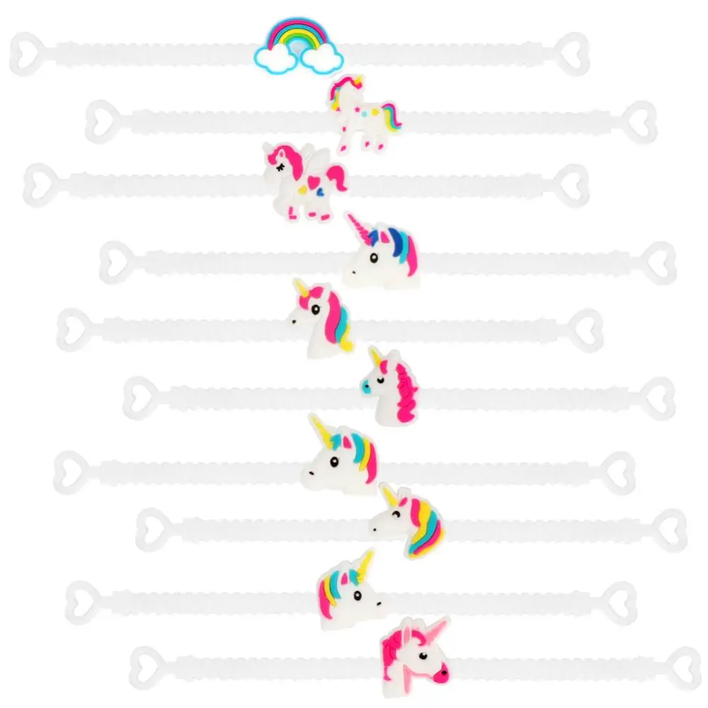 Unicorn bracelet OurWarm Единорог вечерние 3-х уровневая стенд для кексов кексы фигурки жениха и невесты; фон для фотосъемки посуда для девочек на день рождения, детский душ украшения - Цвет: Unicorn bracelet