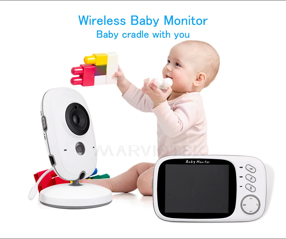 Видеоняня, wifi, 3,2 дюймов, lcd, ночное видение, 2 способа разговора, 8 колыбельных, монитор температуры, видео, няня, радио, няня, Детская камера