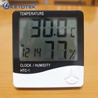 Цифровой Комнатный термометр Ketotek, электронный измеритель температуры и влажности, гигрометр, метеостанция, домашний будильник HTC-1