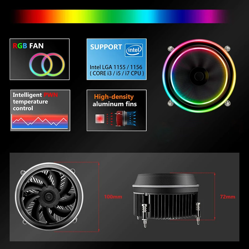Darkflash Aigo shadow тепловые трубки процессор кулер радиатор AMD Intel тихий 4Pin PC процессор Охлаждающий радиатор вентилятора вентилятор LGA 115X