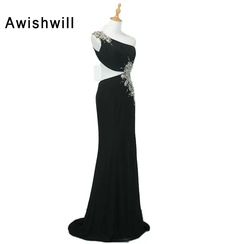 Новое поступление Черное длинное вечернее платье 2020 с открытой спиной
