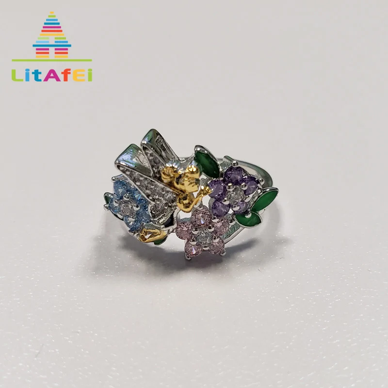 Ring Jewelry Colorful Crystal Flower/Angel Shape for Women Size 5/6/7/8/9/10 Trendy Rings Gift | Украшения и аксессуары