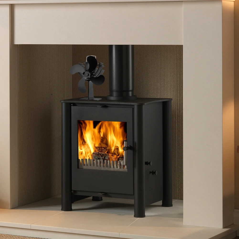 Stove Home Heat Powered Eco-friendly Durable Silent Fireplace 4 Blade Fan Mini | Обустройство дома