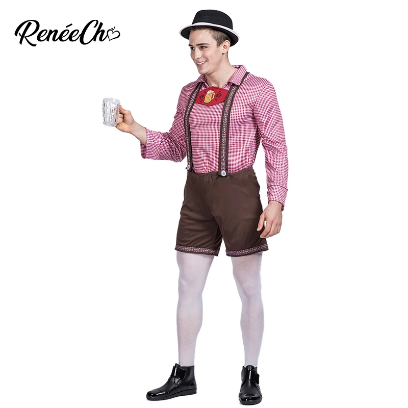 Reneecho костюмы на Хэллоуин для взрослых мужской костюм Lederhosen Косплей традиционный