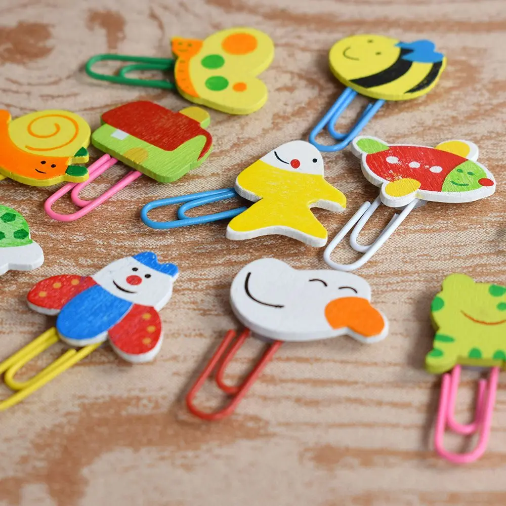 Kawaii мультфильм Животные шаблон деревянные зажимы для бумаг Закладка зажим