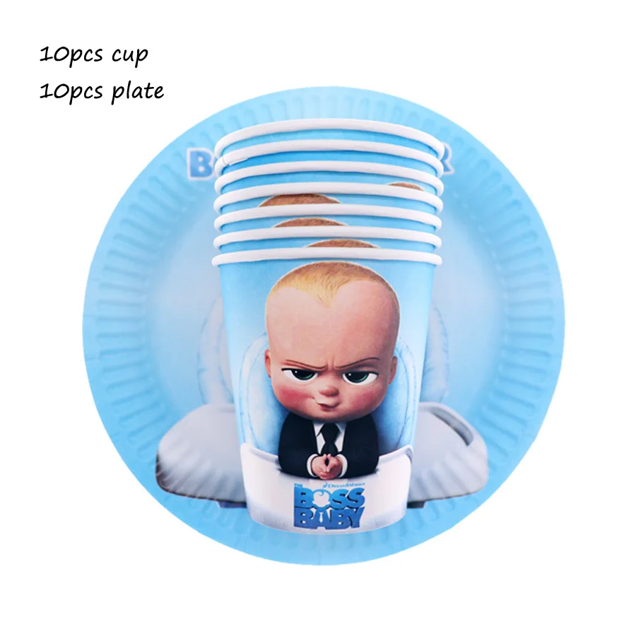 2 set 20pcs Одноразовые наборы посуды Boss Baby День рождения гирлянды-флажки детские украшения воздушный шар вечерние поставщик - Цвет: 2 set 20pcs