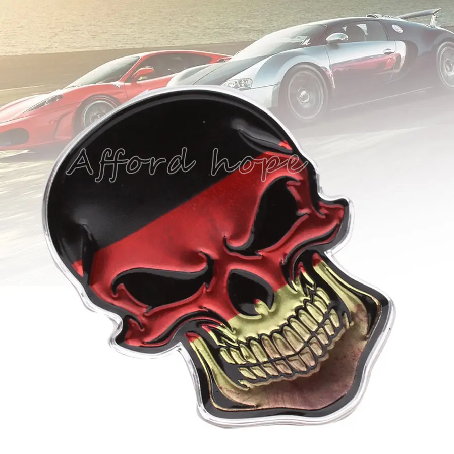 Автомобильный Стайлинг Алюминиевый автомобильный мотоцикл череп немецкий флаг