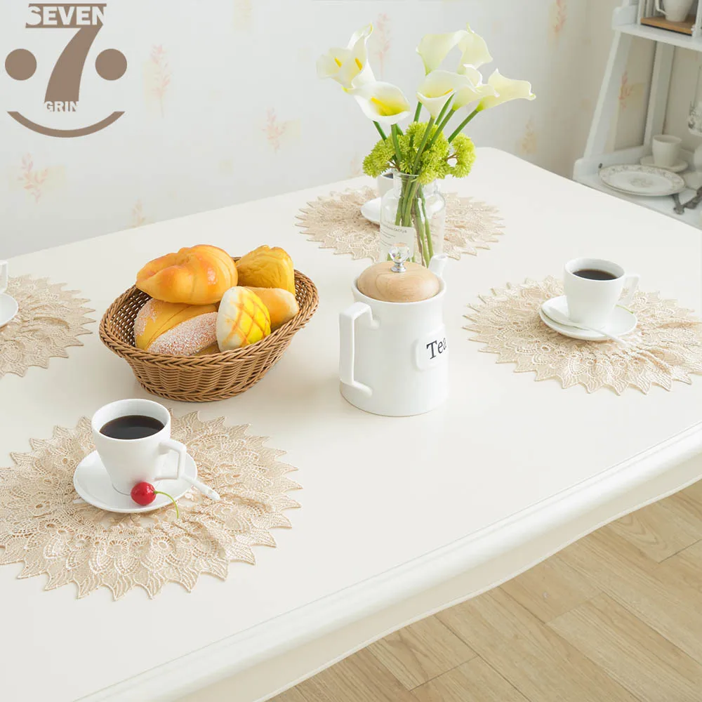 Free Shipping Family Pack 1Lot/3Pcs Postral Style Glod Color Organza Embroidered Placemats | Дом и сад