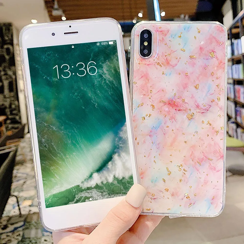 KISSCASE роскошный блестящий чехол с золотой фольгой для IPhone X XS Max XR мягкий из ТПУ