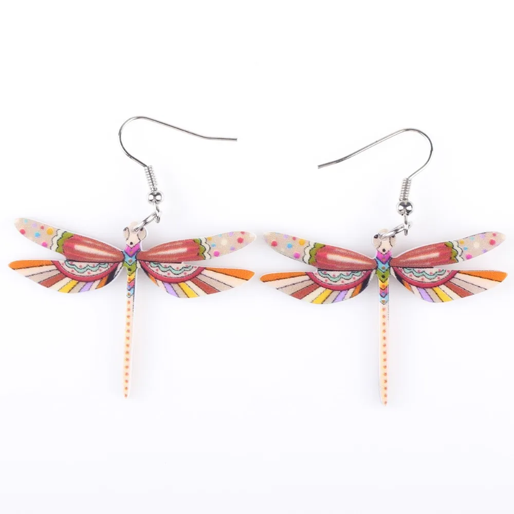 Newei Drop Dragonfly Earrings Jewelry Long Dangle Earring Acrylic Pattern Fashion For Women Hot Style Girl Decoration | Украшения и