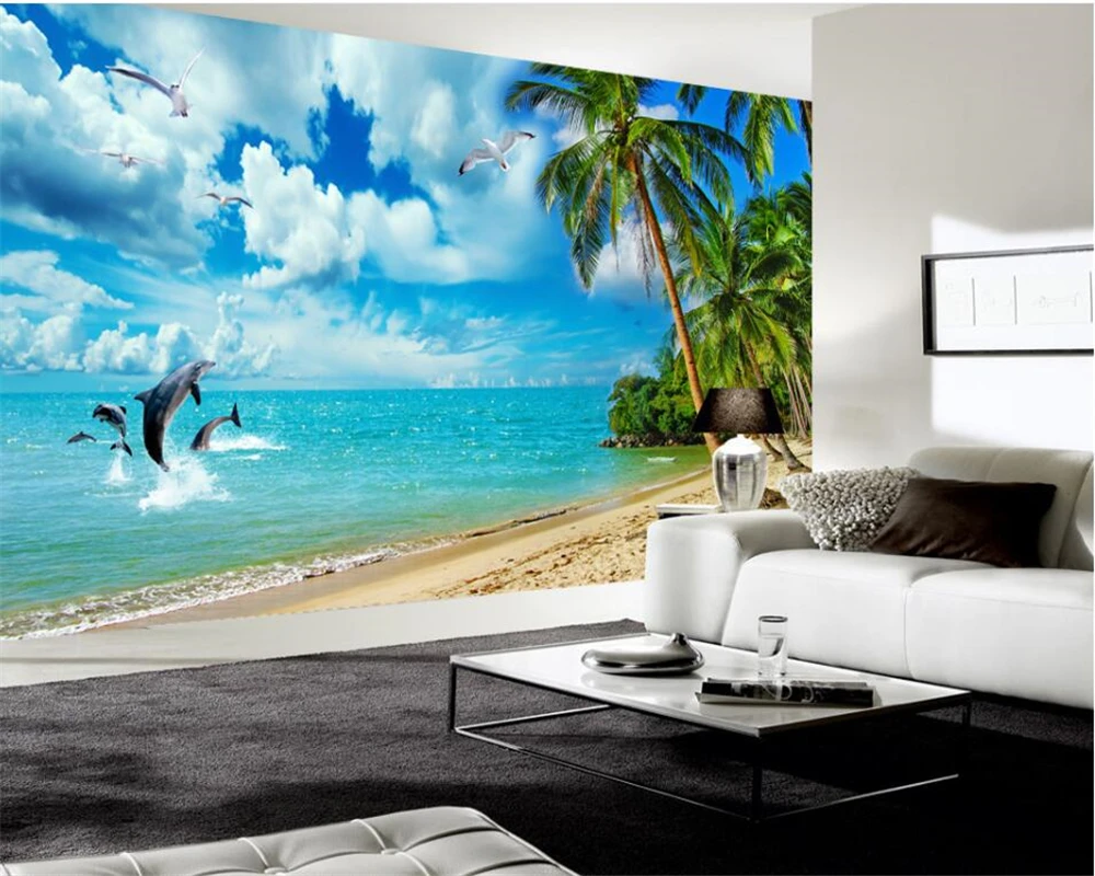 Beibehang пользовательские обои 3D морской пейзаж Пляж Кокосовая стена фрески жизнь