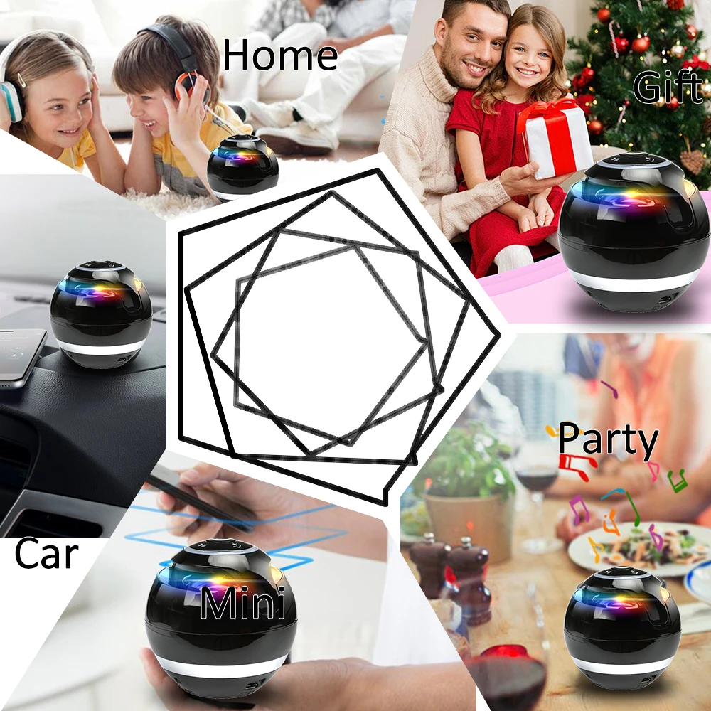 Abuzhen Портативный Мини Bluetooth динамик беспроводной Handsfree LED сабвуфер TF FM Музыка с