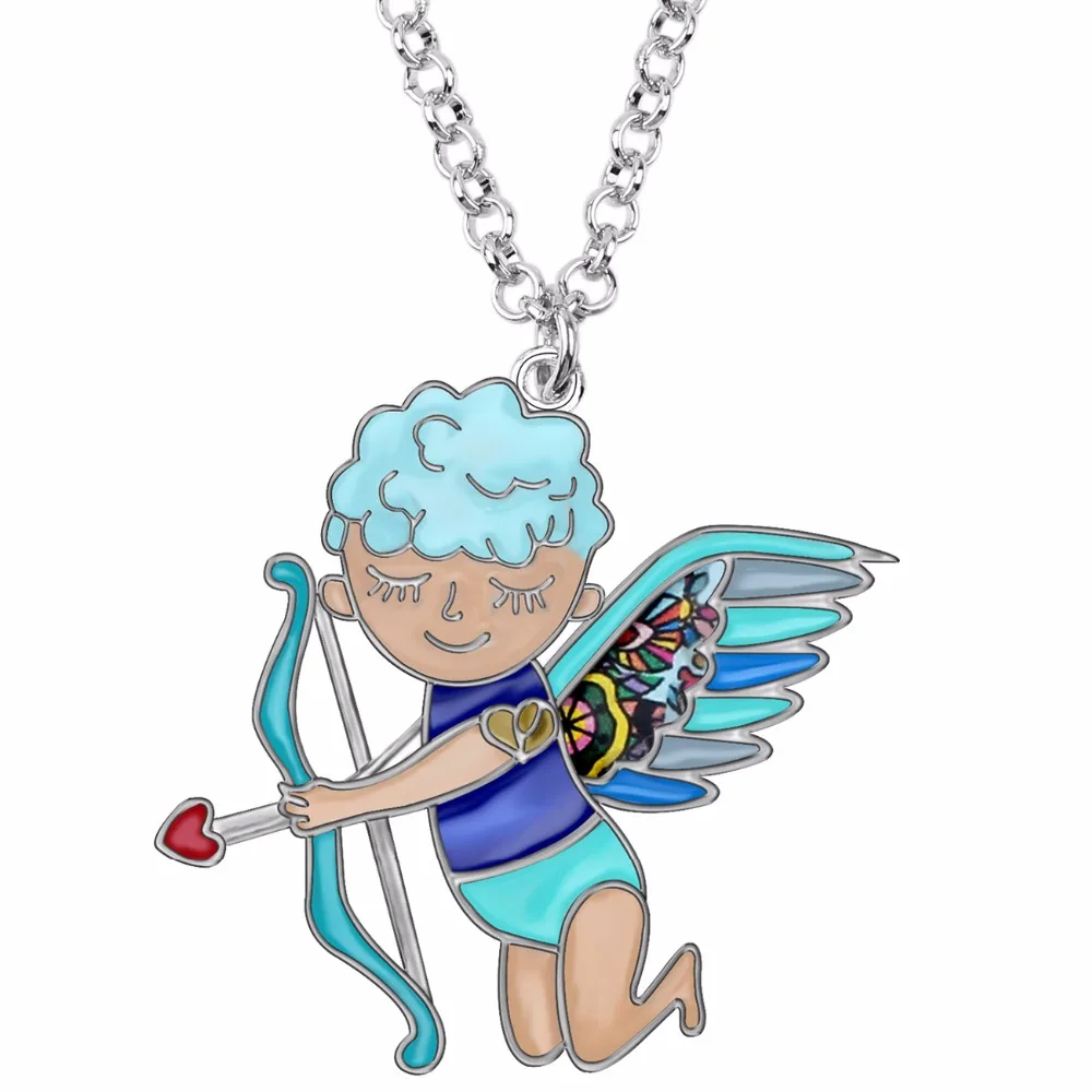 WEVENI сплав эмаль ангел Купидон цепочка с стрелкой кулон воротник модное ювелирное