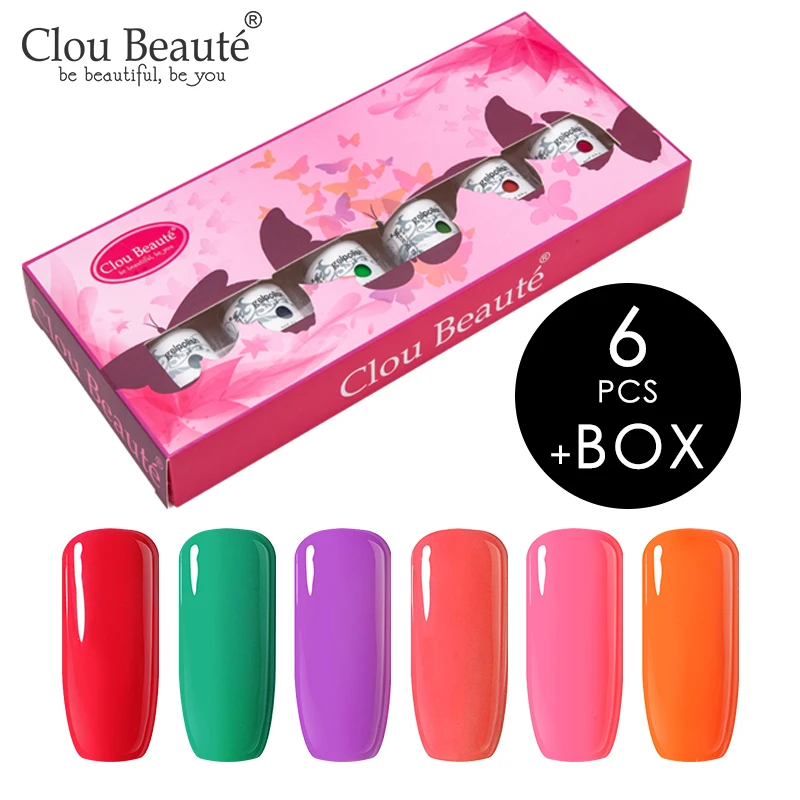 Clou Beaute 6 шт. гель лак для ногтей набор 8 мл Подарочная коробка УФ Гибридный гвоздь Art Vernis Полупостоянный впитывающий гель лак для ногтей - Цвет: ZH06-6pcs