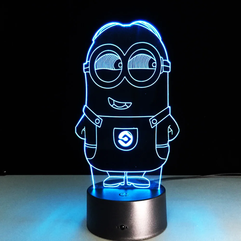 Миньоны 3D акриловая голограмма видение стерео свет Luz De LED 7 цветов лампочка