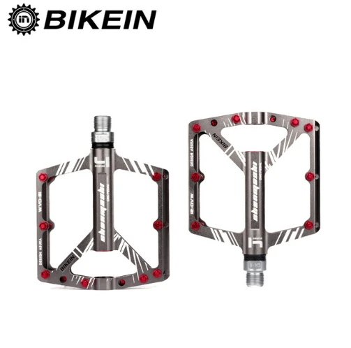 BIKEIN велосипедный сверхлегкий MTB педаль 4 герметичный подшипник BMX Платформа Плоские Педали Алюминиевый ЧПУ горный велосипед ножной протектор - Цвет: gray